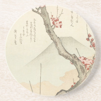 Mt. Fuji Behind a Blossoming Plum Tree Coaster