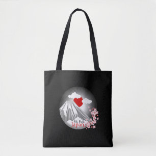 Mt. Fuji Cherry Blossom Abstract Design Tote Bag