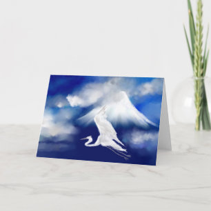 Mt. Fuji & Flying Egret Greeting Card