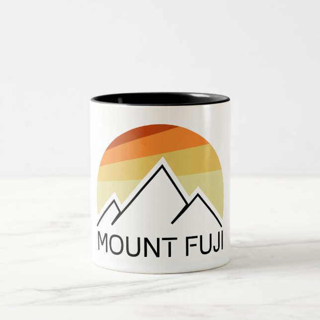 Mt. Fuji Japan Retro Two-Tone Coffee Mug (Center)