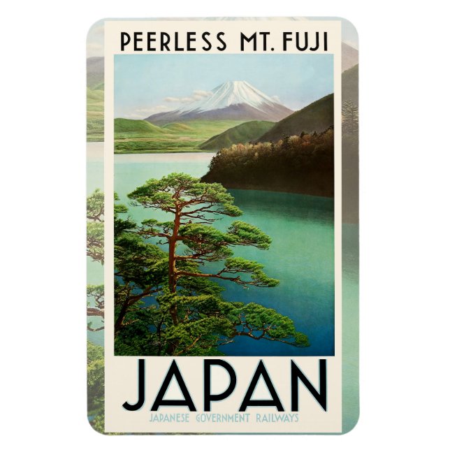 Mt Fuji Japan Travel Poster Vintage Art Magnet (Vertical)