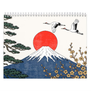 Mt Fuji Seasons Hanafuda Japanese Woodblock Art Calendar