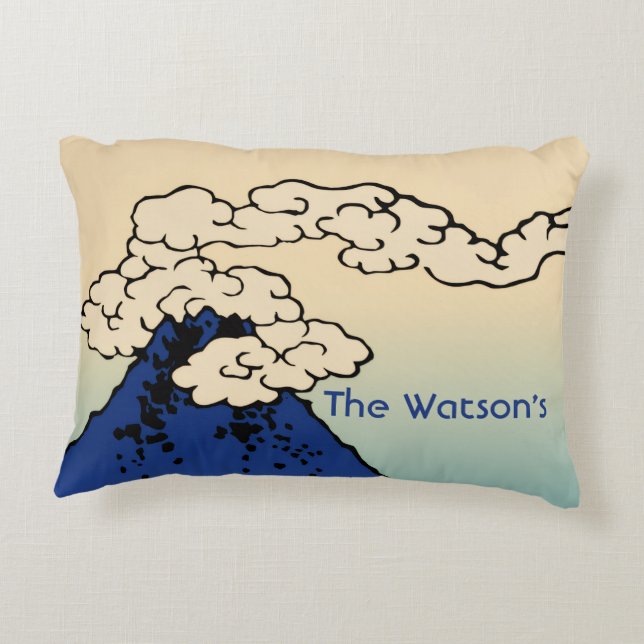 Mt. Fuji with Clouds Add Your Name Decorative Cushion (Back)