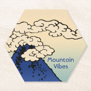 Mt. Fuji with Clouds Add Your Name Paper Coaster