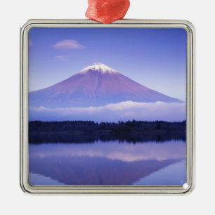 Mt. Fuji with Lenticular Cloud, Motosu Lake, Metal Tree Decoration
