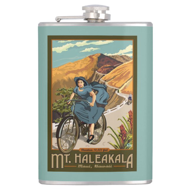 Mt. Haleakala Bicycle Rides Hawaii Hip Flask (Front)