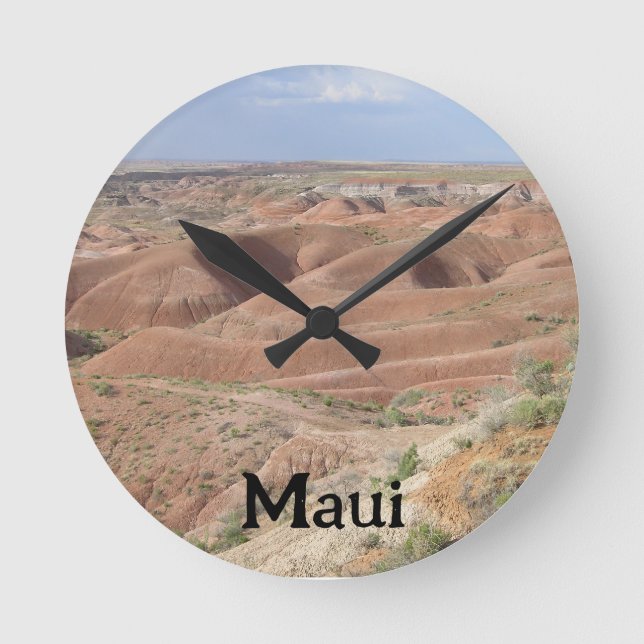 Mt Haleakala Maui Sunrise Crater View Round Clock (Front)