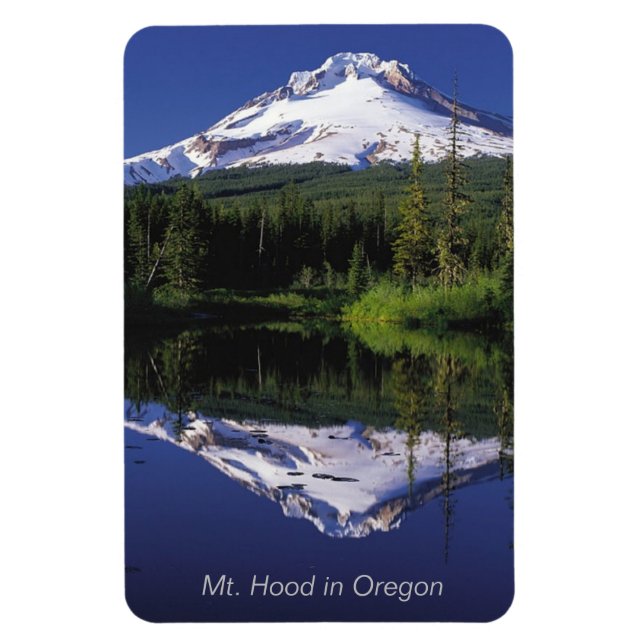 Mt. Hood, and its Reflection on Lake on a 4"x6" Magnet (Vertical)