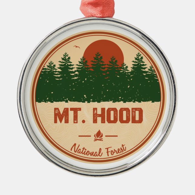 Mt. Hood National Forest Metal Tree Decoration (Front)