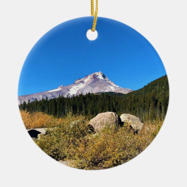 Mt. Hood, Oregon Ceramic Tree Decoration (Front)
