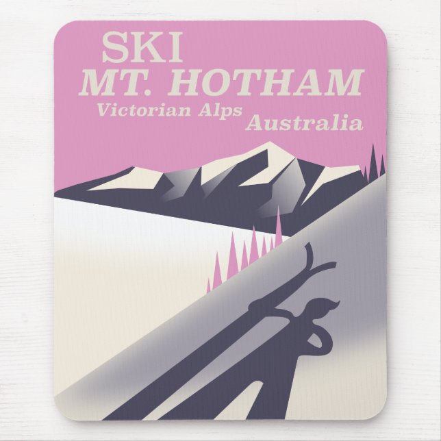 Mt. Hotham, Victorian Alps ski poster. Mouse Pad (Front)