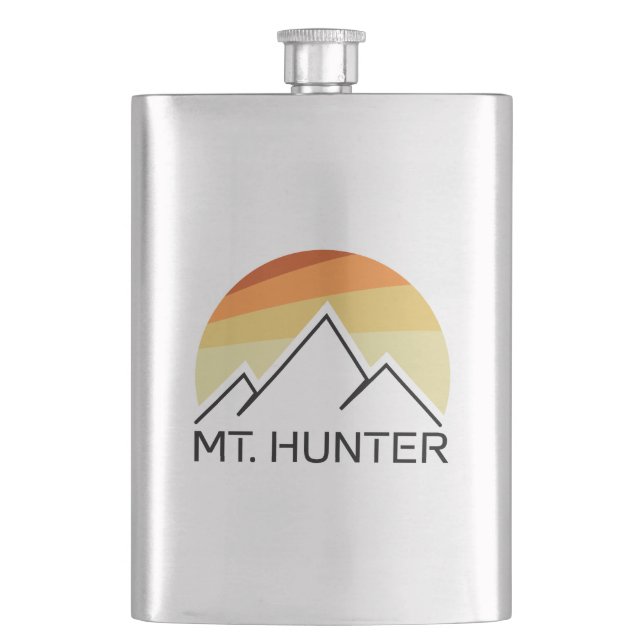 Mt. Hunter Alaska Retro Hip Flask (Front)