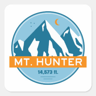 Mt. Hunter Alaska Stars Moon Square Sticker