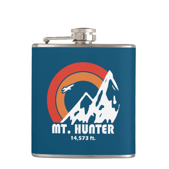 Mt. Hunter Alaska Sun Eagle Hip Flask (Front)