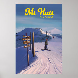 Mt Hutt Ski Resort Travel Poster
