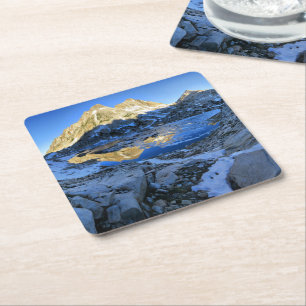 Mt Izaak Walton Over Bighorn Lake Sunrise - Sierra Square Paper Coaster