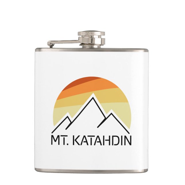 Mt. Katahdin Retro Hip Flask (Front)