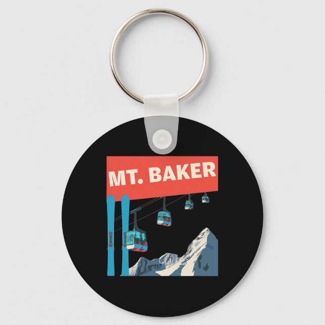 Mt. Ker Skiing - Retro Mt. Ker Ski  Key Ring (Front)