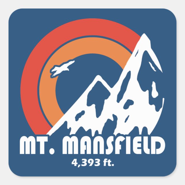 Mt. Mansfield Sun Eagle Square Sticker (Front)