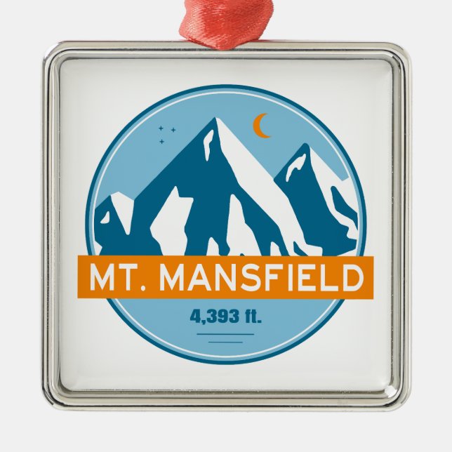 Mt. Mansfield Vermont Stars Moon Metal Tree Decoration (Front)
