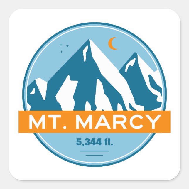 Mt. Marcy New York Stars Moon Square Sticker (Front)