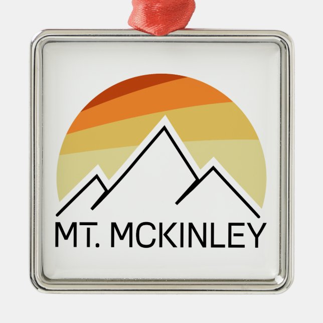 Mt. McKinley Alaska Retro Metal Tree Decoration (Front)