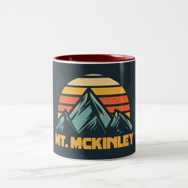 Mt. McKinley Alaska Retro Turquoise Two-Tone Coffee Mug (Center)