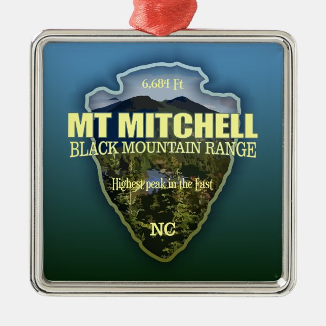 Mt Mitchell (arrowhead) Metal Tree Decoration (Front)