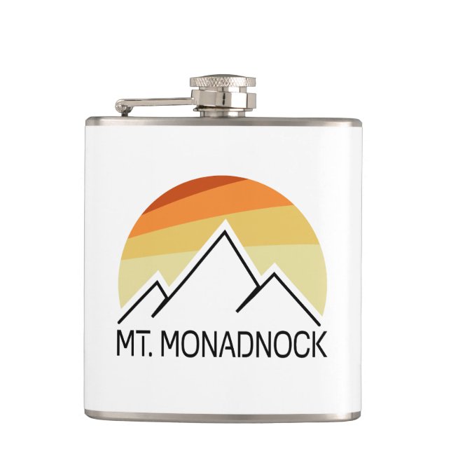 Mt. Monadnock New Hampshire Retro Hip Flask (Front)