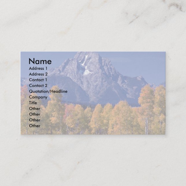 Mt. Moran, Grand Teton National Park, Wyoming Business Card (Front)