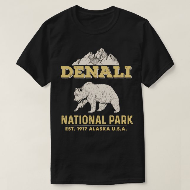 Mt Mount Denali National Park Alaska Bear TShirt 2 (Design Front)