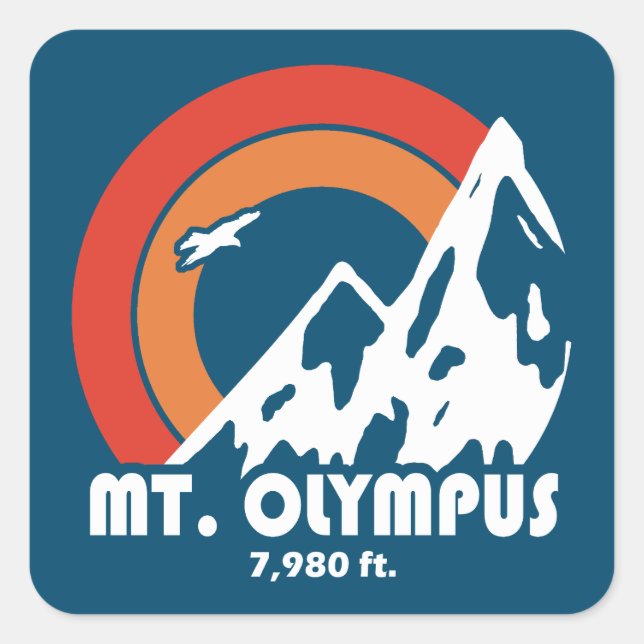 Mt. Olympus Washington Sun Eagle Square Sticker (Front)