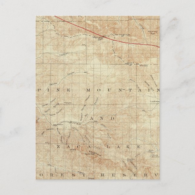 Mt Pinos quadrangle showing San Andreas Rift Postcard (Front)
