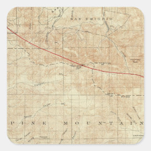 Mt Pinos quadrangle showing San Andreas Rift Square Sticker