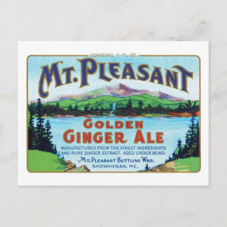 Mt. Pleasant Golden Ginger Ale Vintage Label Postcard