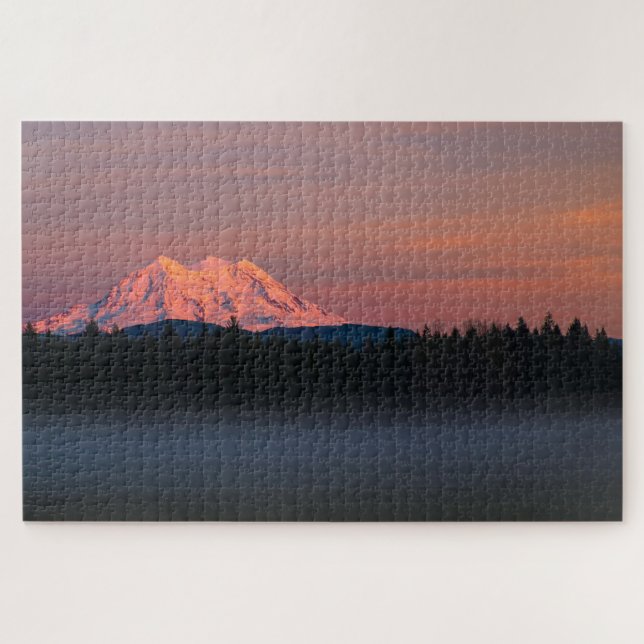 Mt. Rainer foggy sunset jigsaw puzzle (Horizontal)