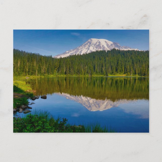 Mt. Rainier and Reflection Lake Postcard (Front)