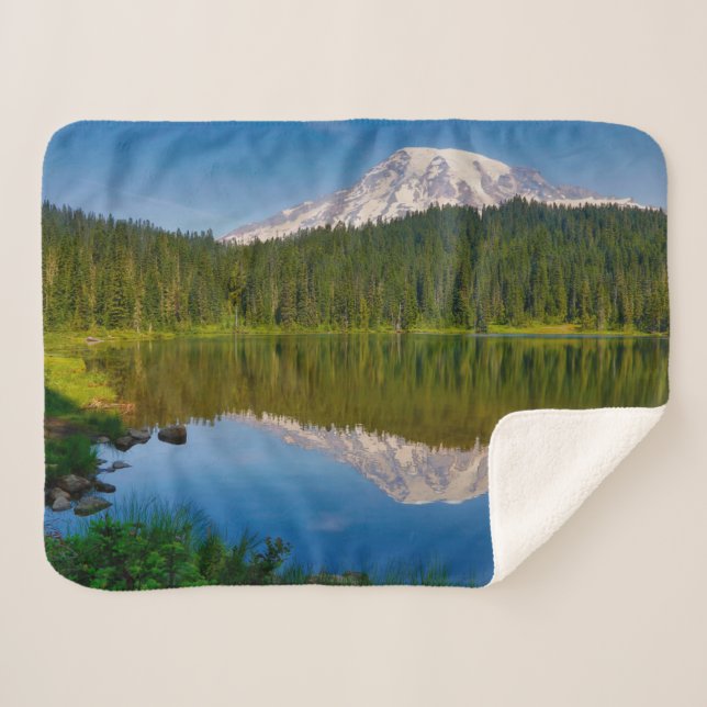 Mt. Rainier and Reflection Lake Sherpa Blanket (Front (Horizontal))