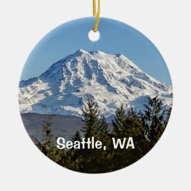 Mt. Rainier Keepsake Ceramic Tree Decoration (Front)