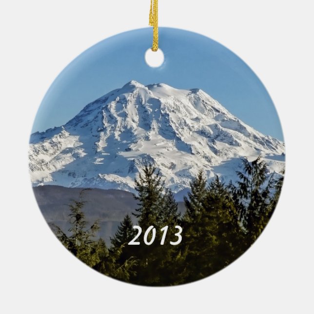 Mt. Rainier Keepsake Ceramic Tree Decoration (Back)