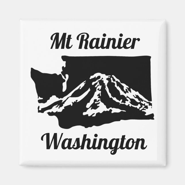 Mt Rainier Magnet - B&W (Front)