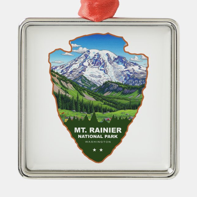 Mt. Rainier National Park Arrowhead Metal Tree Decoration (Front)