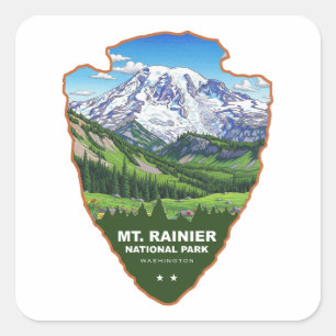 Mt. Rainier National Park Arrowhead Square Sticker