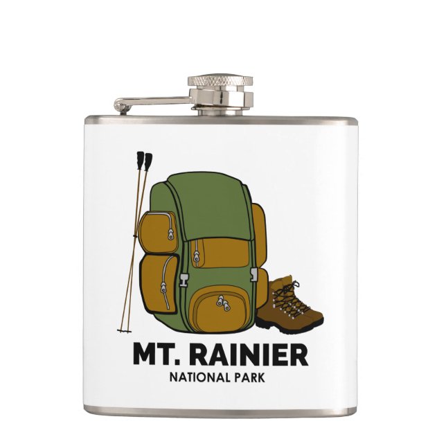 Mt. Rainier National Park Backpack Hip Flask (Front)