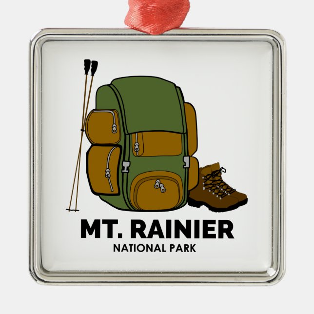 Mt. Rainier National Park Backpack Metal Tree Decoration (Front)