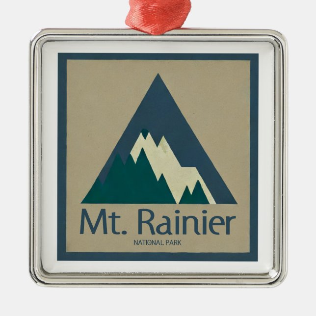 Mt. Rainier National Park Rustic Metal Tree Decoration (Front)