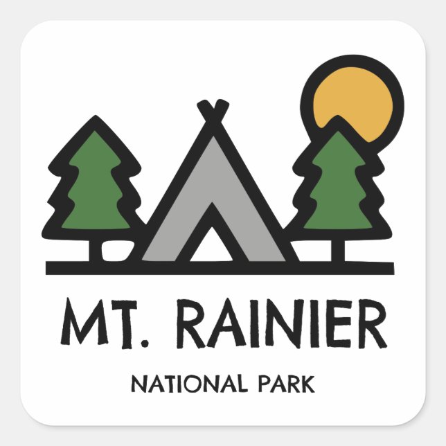 Mt. Rainier National Park Square Sticker (Front)