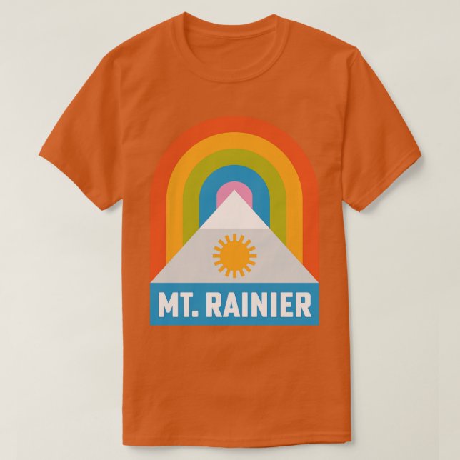 Mt Rainier National Park Washington Rainbow Badge T-Shirt (Design Front)