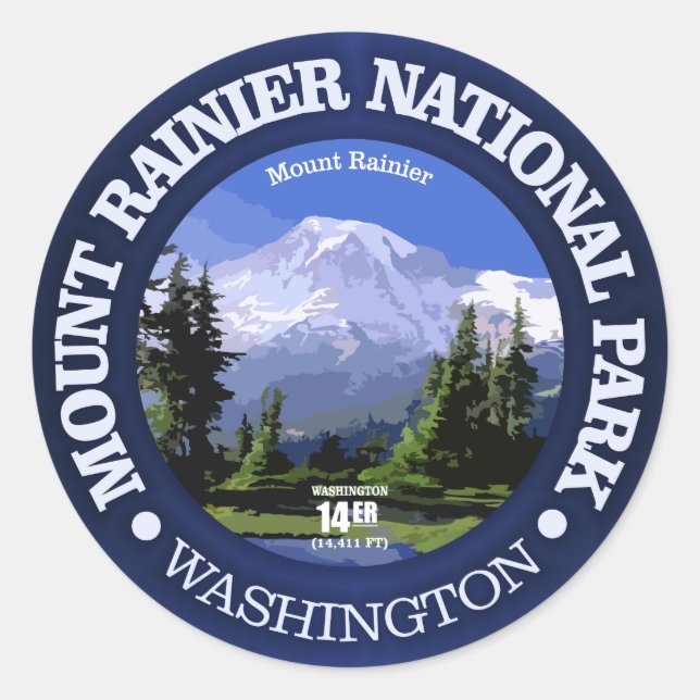 Mt Rainier NP Classic Round Sticker (Front)