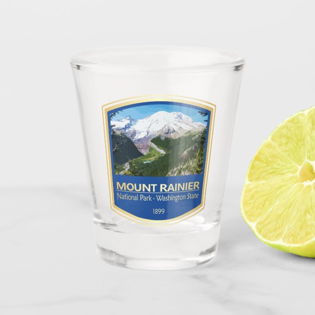 Mt Rainier NP (PF1) Shot Glass (Front)